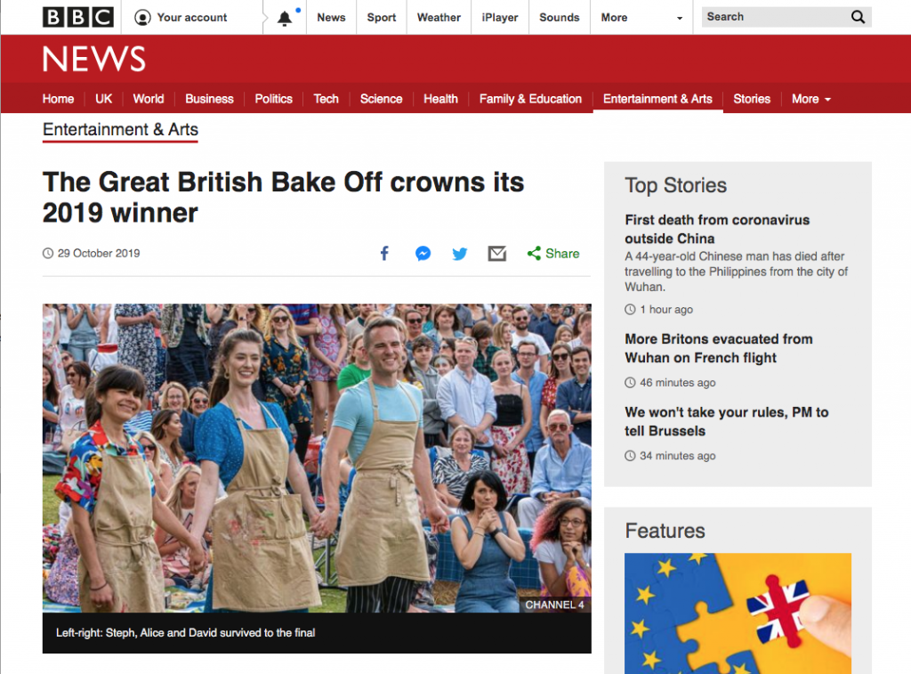 BBC article about the Great British Bake Off