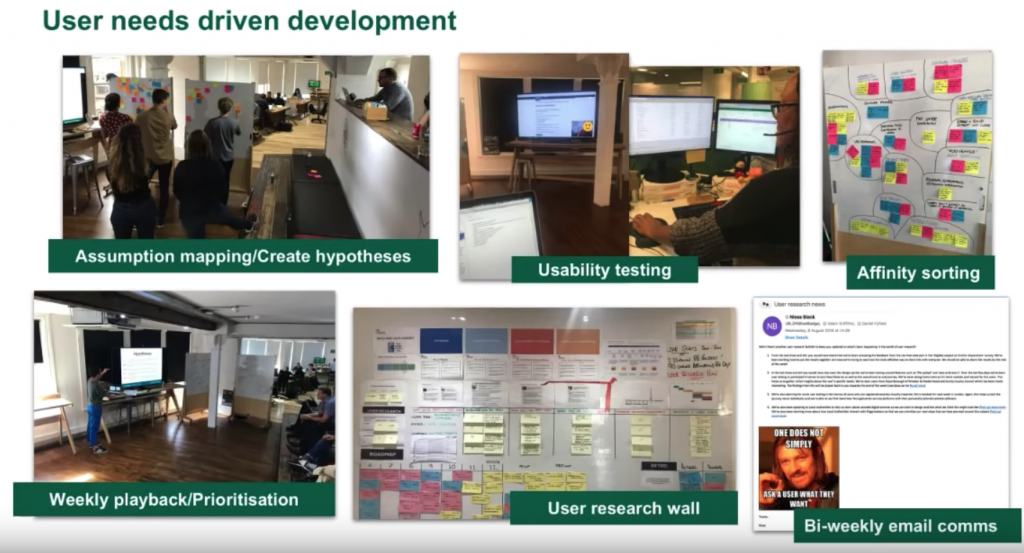 Slide showing various stages of the project work