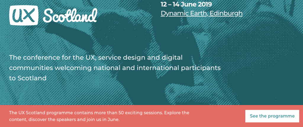screenshot from the header website for UX Scotland