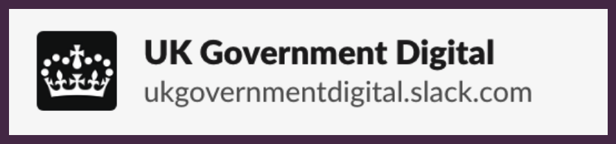 screenshot of the UK Government Digital Slack heading