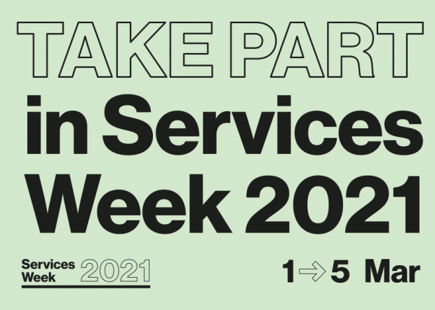 message on slide: Take part in Services Week 2021 